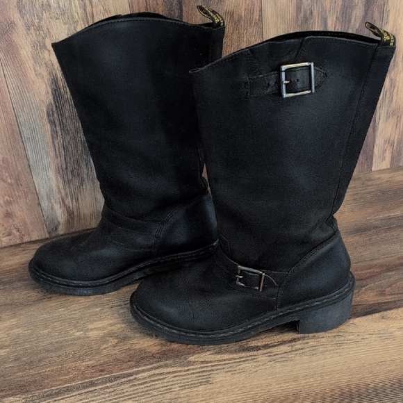 Dr. Martens Black Streetwear Vintage Combat Boots with Buckles 11      -c164 - Picture 2 of 9